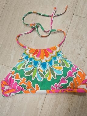 Trina Turk Multi-Color Design Print Halter Bikini Top